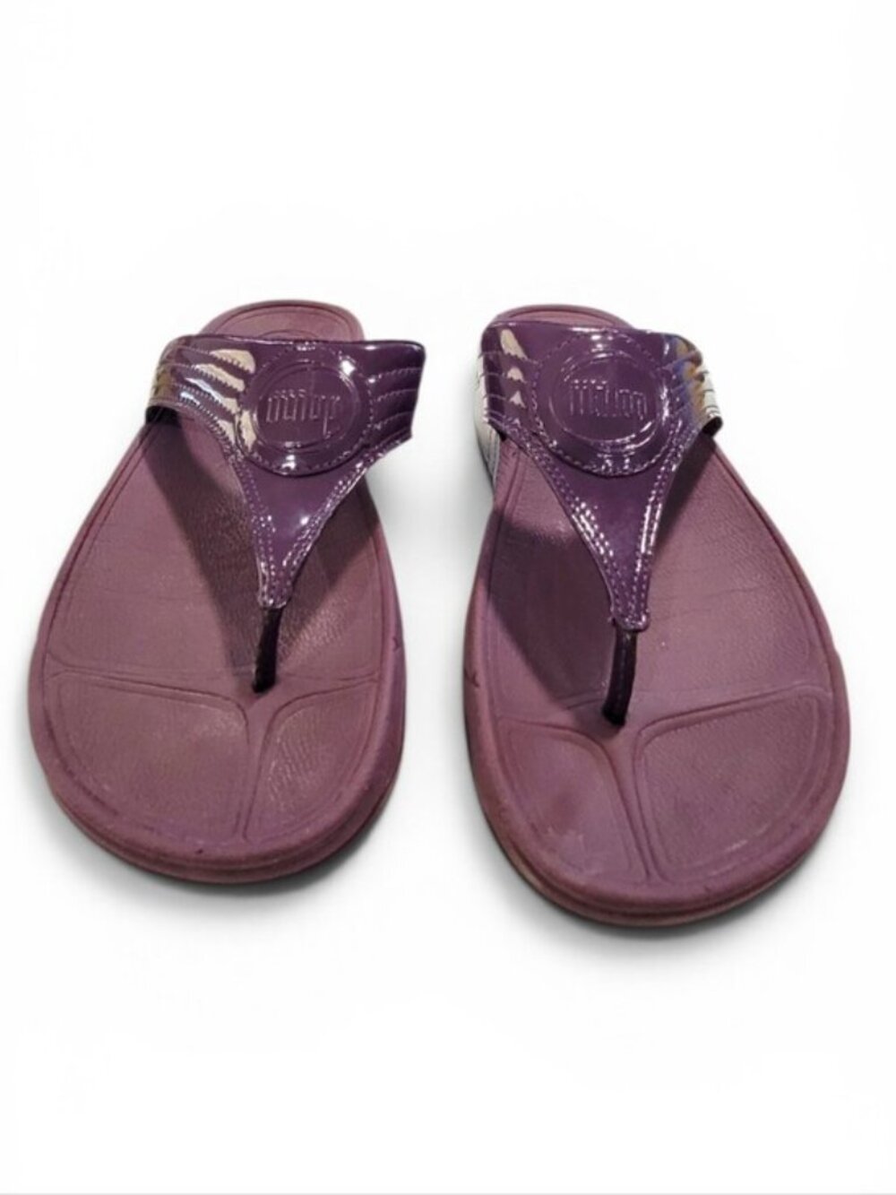FitFlop Walkstar Patent Thong Sandals Purple 8 - Picture 2 of 7